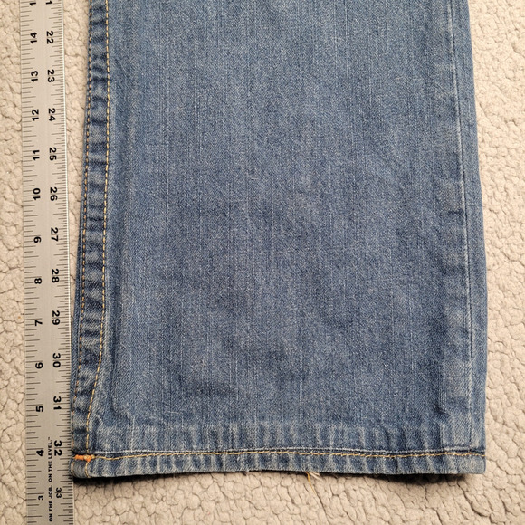 True Religion Ricky Jeans 36x32 Blue Denim Straight Leg Relaxed Whiskers Y2K - Picture 13 of 13